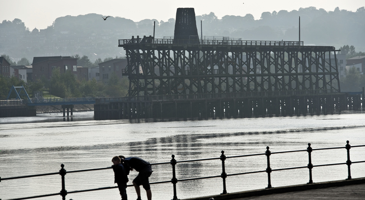View of Dunstan Staiths with the Tyne river in foreground 